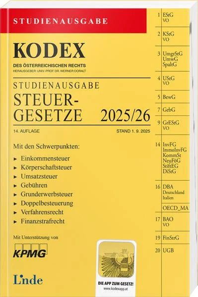 Kodex: Steuergesetze 2025/26 - STUDIENAUSGABE