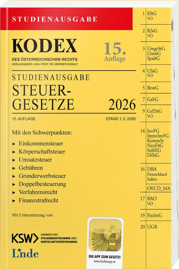 Kodex: Steuergesetze 2026 - STUDIENAUSGABE