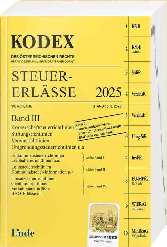 Kodex: Steuer-Erlässe 2025 - BAND III
