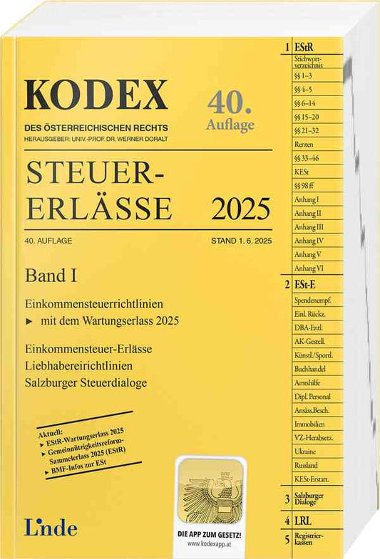 Kodex: Steuer-Erlässe 2025 - BAND I