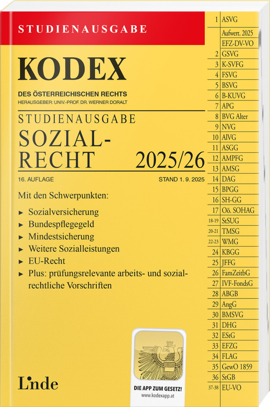 Kodex: Sozialrecht 2025/26 - STUDIENAUSGABE