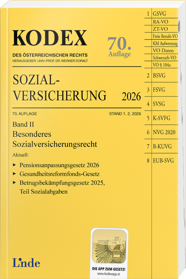 Kodex: Sozialversicherung 2026 - BAND II