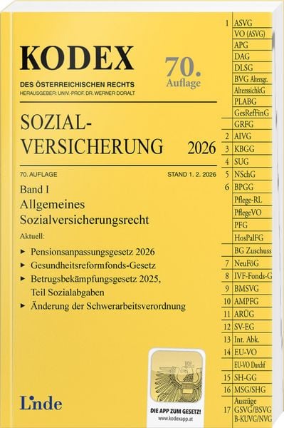 Kodex: Sozialversicherung 2026 - BAND I