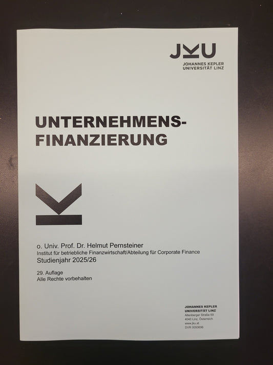 Unternehmensfinanzierung - Skriptum*